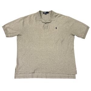 Vintage Polo Ralph Lauren Shirt Men Large Gray Polo Cotton Short Sleeve Preppy